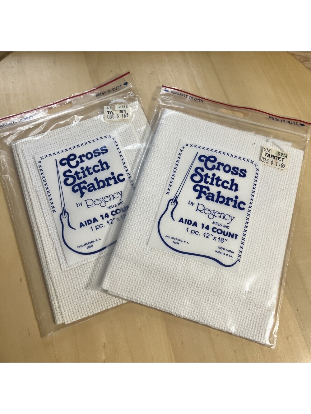 Cross Stitch Regency Aida 14 Ct 1pc 12x18” 100% Cotton Made In USA Lot Of 2